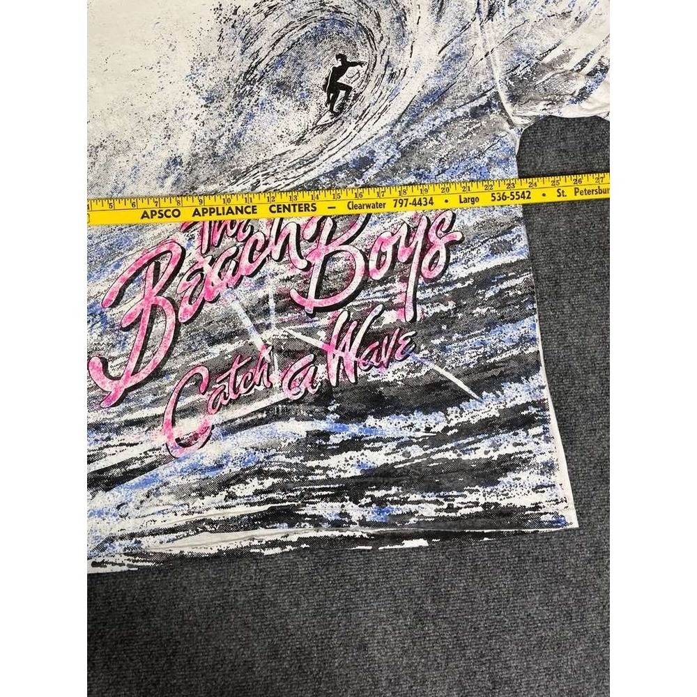 Vintage 1990s Beach Boys T Shirt Men XL Catch A Wave All Over Graphic Print - Picture 4 of 6
